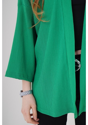 Bigdart 5862 Örme Kimono - Yeşil 001