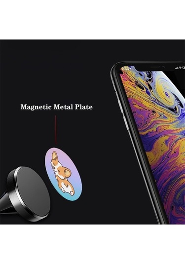 Muduan 18 Metal Plaka Disk Mıknatıslı Araç Telefonu Tutucu Sac Demir Etiket Manyetik Cep Telefon Tutucu Araç Montaj Standı Renkli Direksiyon Kmhtrk