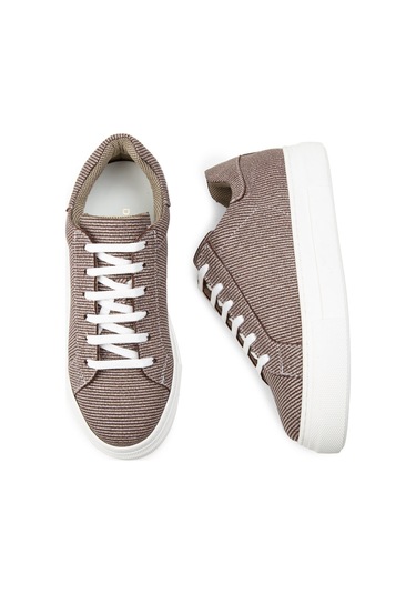 Deery Hakiki Deri Vizon Rengi Sneaker Kadın Ayakkabı - Z1681Zvznc05 Vizon