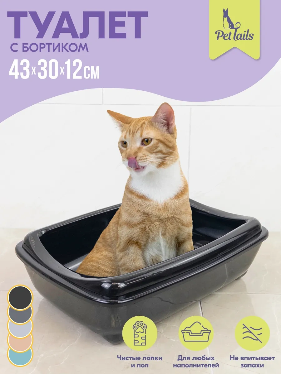 Pettails Yüksek Kenarlı Büyük Kedi Kabı 43x30x12 Cm 370935589