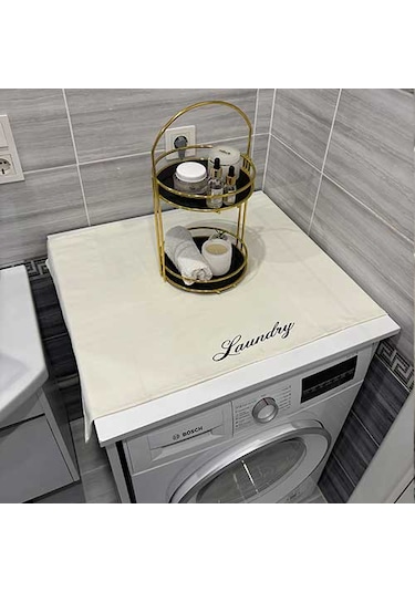 Laundry Duck Keten Su Geçirmez Ve Kirlenmez Çamaşır Makinesi - Buzdolabı - Bulaşık Makinesi Örtüsü Siyah - Beyaz