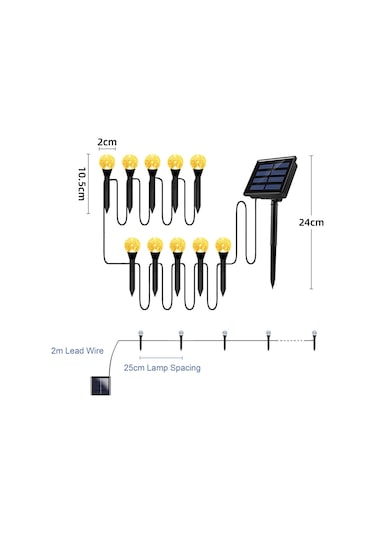 Güneş Kabarcıkları Çim Lambası Dize Seti 30 Işıklar Açık Peyzaj Çok Renkli