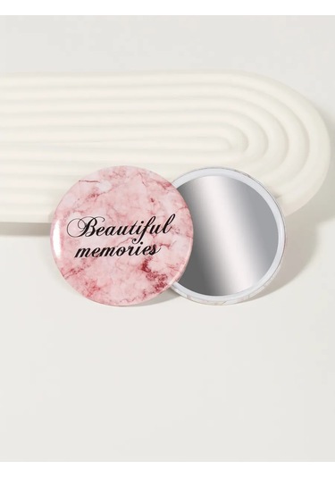 Qf Kale Kadınlar İçin Mermer Şekilli Cep Aynası 273617377 Açık Pembe