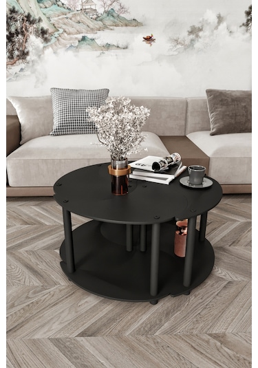 Yin Yang Unıty Serenıty Orta Sehpa 4 Lü Siyah 70 Cm Siyah