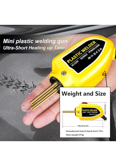 Mini 100w Plastik Kaynak Makinesi Sıcak Zımba Tampon Plastik Onarım Araba Yellow 400 Nails 220v Eu Plug