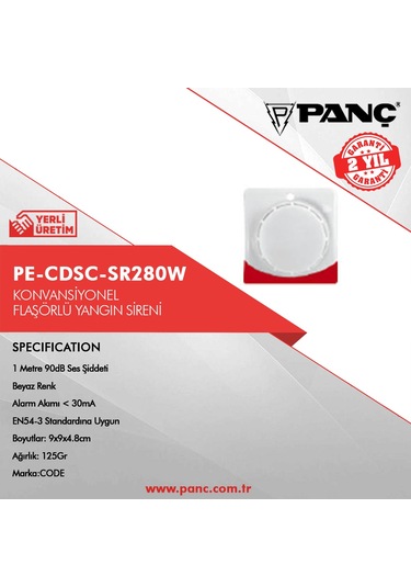 Pe-Cdsc-Sr280W Konvansiyonel Flaşörlü Yangın Sireni