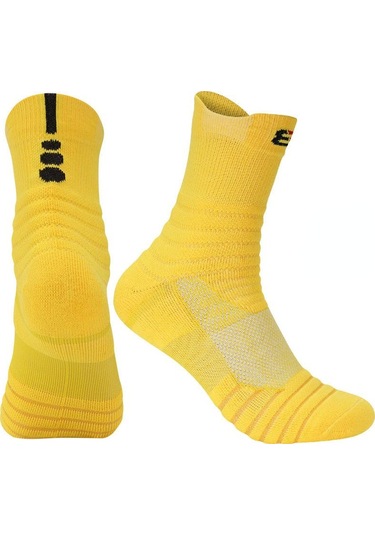 Sarı 2024 Erkek Havlu Alt Spor Kalın Çorap Koşu Çorap Orta Çorap Basketbol Büyük Boy Çorap