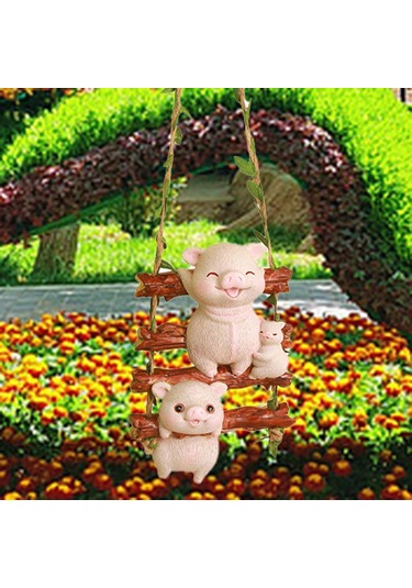 Suntek Asılı Halatlı Domuz Heykelciği Bahçe İç Mekan