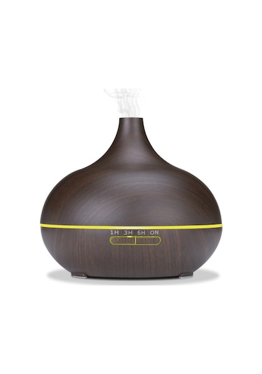 Geeksen 550ml Koyu Ahşap Desenli Ev Salyangoz Yağı İçeren Aromaterapi Makinesi - Sessiz 2-8 Saat Zamanlama Ve Nemlendirme Fonksiyonu