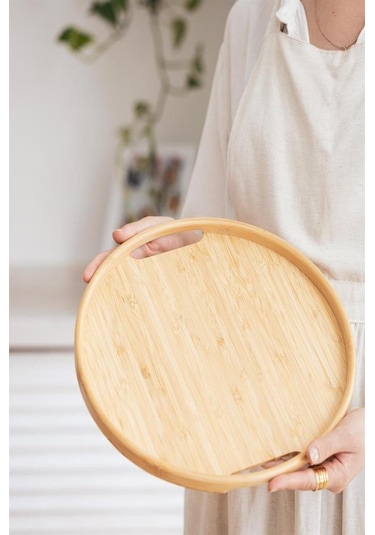 Kapris 3 Lü Yuvarlak Bambu Tepsi Seti Kap-1429