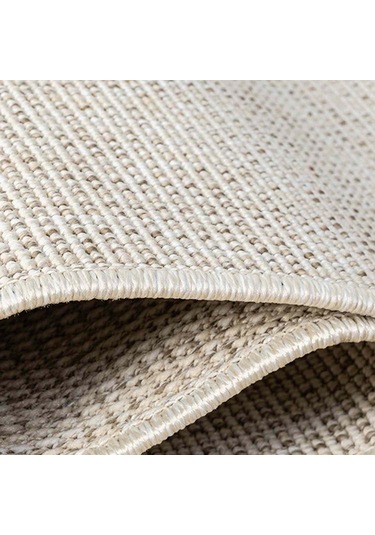 Düz Krem Bej Dokuma Görünümlü Modern Halı - L662krbo