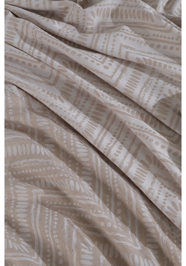 Elart Petra Keten Görünümlü Yatak Örtüsü Seti 3 Parça Çift Kişilik Ekru