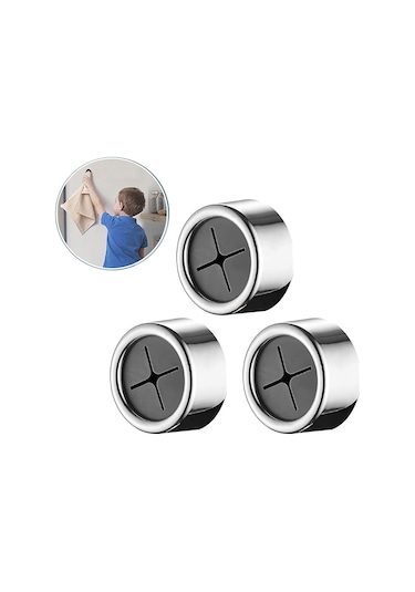 Ximistore9 3'lü Yuvarlak Abs Duvar Takımı - İz Olmadan Yapıştırıcı, Çocuk Dost, Banyo/mutfak Kullanıma Uygun Gümüş