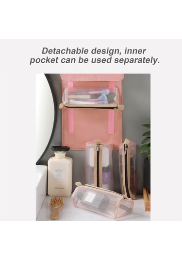 Moveevo 4'ü 1 Arada Makyaj Kozmetik Çantası Tuvalet Çantası Taşınabilir Büyük Kapasiteli Katlanır Depolama Düzenleyici