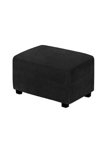 Siyah 4 Boyutları Kadife Dayanıklı Özelleştirilmiş Streç Ayak Dayama Osmanlı Kapak Katlanır Depolamalı Tabure Mobilya Koruyucu Dikdörtgen Slipcover S