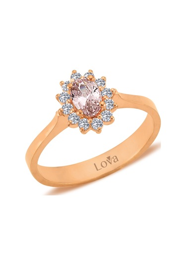 Lova Pırlantalı Oval Morganit Anturaj Yüzük - 1070166