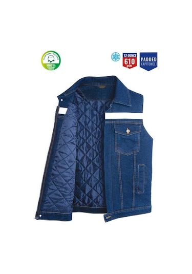 Kot İş Yeleği Kapitoneli Myform 9129 Sona Denim 12 Ons Renk Mavi