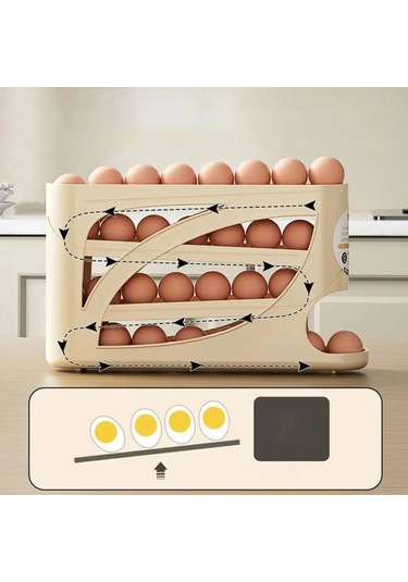 Honmex Buzdolabı Dolaplayıcı Beyaz - 32x18x7cm Hacimli, 260g Hafif, Mutfak Düzenleyici Çözüm Bej