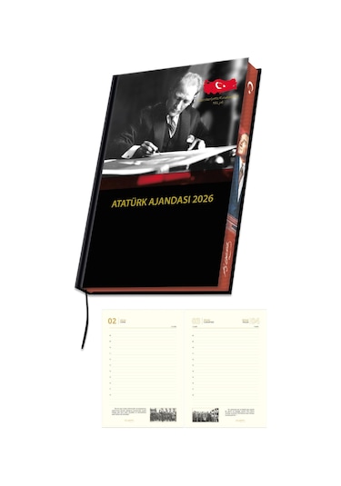 2026 Atatürk Ajanda Yıllık Atatürk Ajandası Kenar Boyalı 17x24 Cm Renksiz