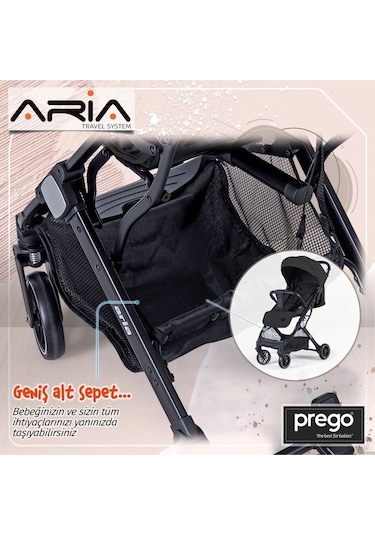 Prego Aria Tek Elle Katlanır Kabin Boy Travel Sistem Bebek Arabası