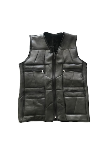 Patchwork Kürk-Süet Gerçek Deri Erkek Yelek