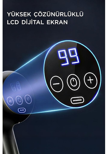 Lenovo N3 Gri Darbeli Titreşimli Masaj Tabancası Güçlü 1800mah Şarjlı 8 Başlıklı Egzersiz Aleti Gri