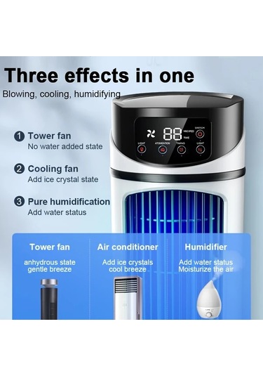 Motion003 Beyaz Ortam Işığı Soğutmalı Nemlendirilebilir Taşınabilir Klima Fanı Usb Fan 3ü 1 Arada Ofis Ve Ev Kullanımı İçin