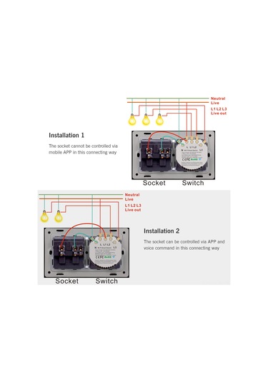 Qingmipy Akıllı Wi-fi Priz & Anahtar - Alexa/google Asistan Uyumlu, Dokunmatik Kontrol, 2'li Fonksiyon, Siyah