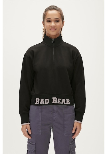 Bad Bear Zoe Half-zip Siyah Yarım Fermuarlı Kadın Sweatshirt-siyah Siyah