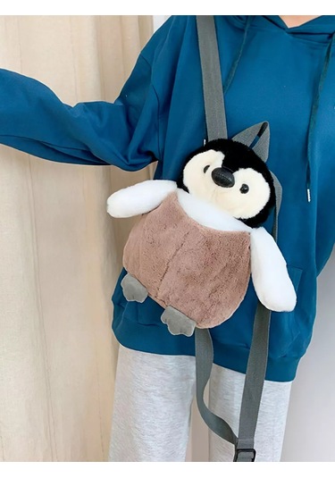 Vilange Omuzdan Askılı Pelüş Çocuk Oyuncak Sırt Çantası Penguen 202801639 Beyaz