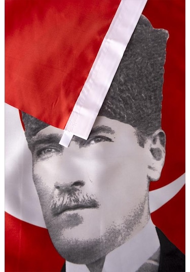 K.Atatürk İmzalı Türk Bayrağı Saten Kumaş Dijital Baskı 100x150 cm