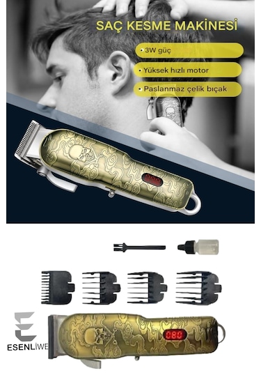 Profesyonel Kuru Kafa Desenli Daling Şarjlı Berber Tıraş Makinesi