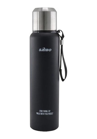 Saibo Çift Katmanlı Vakumlu Çelik Termos 1 Litre 1 Litre-Gri