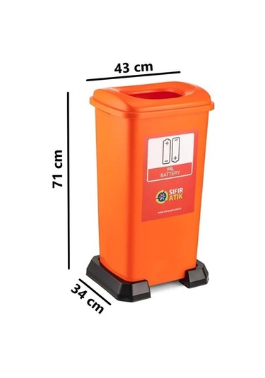 Omnipazar Sy-4398 Sıfır Atık Pil Geri Dönüşüm Çöp Kutusu 70 Lt Turuncu 5 Adet Turuncu
