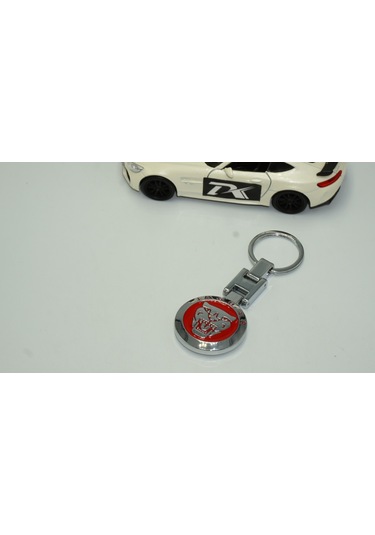 Dk Jaguar Uyumlu Panther Logo Kırmızı Krom Metal Çift Yön Anahtarlık
