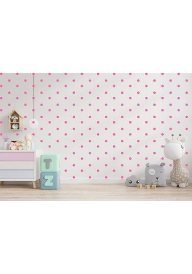 Polka Duvar Sticker 240 Adet Pembe 2Cm Puantiye