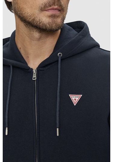 Guess Erkek Gj İnce Fermuar Kapüşonlu Sweatshirt - Lacivert Lacivert