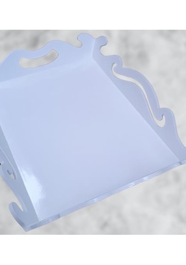 Hobi Adn Dekoratif Tepsi Dalgalı Ahşap Mdf Parlak Beyaz Model El Yapım