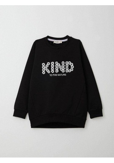 Kız Çocuk Kind İşlemeli Eşofman Takım-14389 Siyah