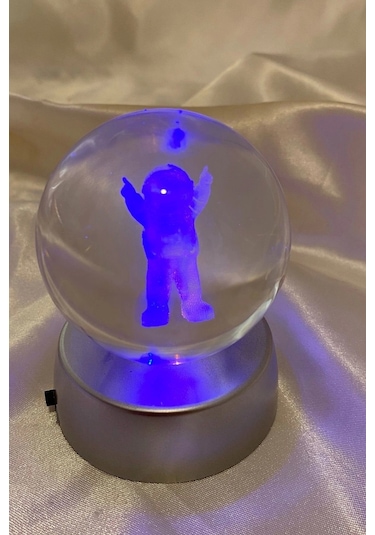 3d Led Işık Cam Küre Çok Işıklı Pilli Astronot 6 Cm