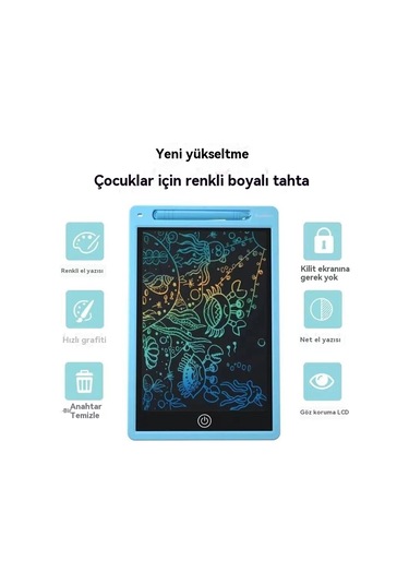 Tcherchi 10 İnç Çizim Tableti, Lcd Yazı Tahtası, Renkli Doodle Tahtası, Tekrar Kullanılabilir Yazı Tahtası Pembe