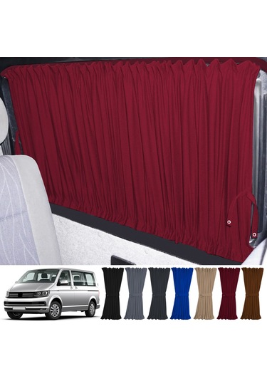 Pandami Volkswagen Transporter T5/t6/t7 Uzun Şase 2003-2022 Uyumlu Bordo Raylı Oto Perde Takımı