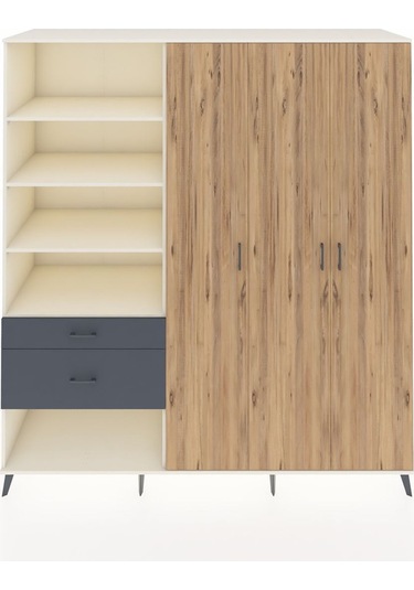 Kronos Dolap 16 Raflı 2 Çekmeceli 3 Kapaklı 220x59x243 Aytaşı-çam/antrasit Atlas Çam/antrasıt
