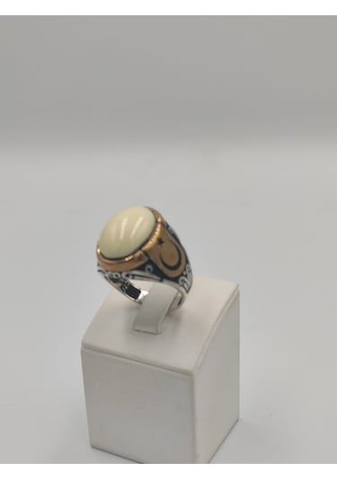 Bilardo Topu Yan Kolları Ayyıldız Motifli 925 Ayar Gümüş Erkek 2