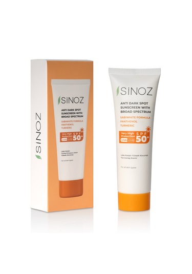 Sinoz Leke Karşıtı Yüksek Koruyucu Normal ve Kuru Ciltler İçin Yüz Güneş Kremi SPF50+ 50 ML