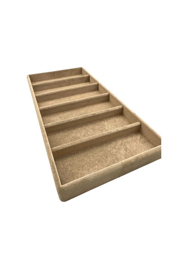 Yerli Üretim Lefkoşa Model Süet Kumaş Sütlü Kahve Renk 38cm /19cm Gözlük Sergileme Çekmece İçi Stand Çok Renkli