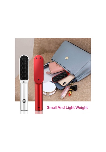 Yifomall Şarj Edilebilir Kablosuz Saç Düzleştirici Fırça - Seyahat Dostu Seramik Isıtmalı