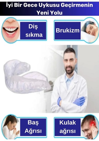Premium Özel Seri Gece Plağı Çene Diş Sıkma Gıcırdatma Önleyici Koruyucu Diş Aparatı 2 Adet