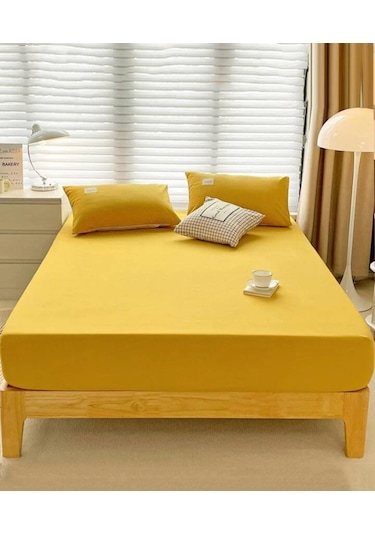 Totem Ranforce Yastık Kılıflı Lastikli Çarşaf Takımı 180 X 200 Battal Boy Sarı