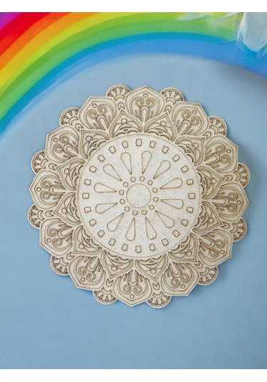 Mandala , 20 Cm 2'li Ahşap Hobi Boyama Setleri Model 3